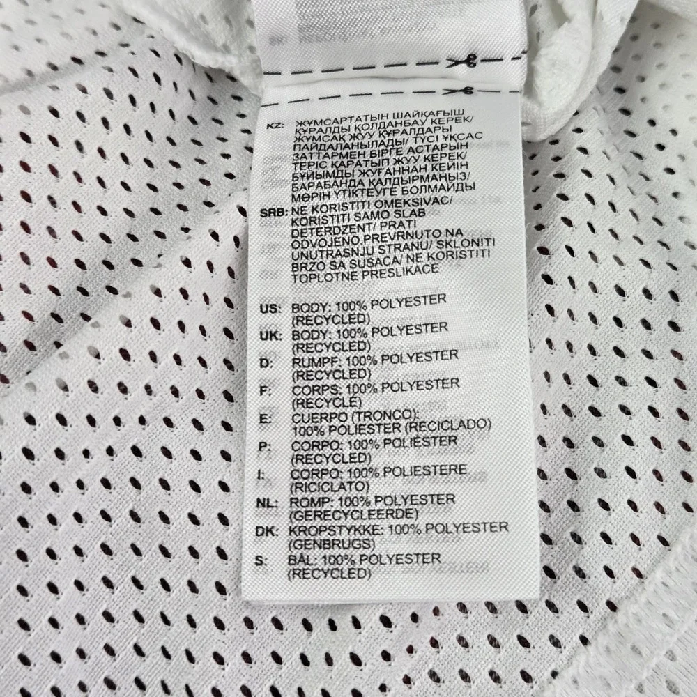 Adidas Men Shirt S White Mesh Sport ID Three Stripes Activewear Logo Long Sleeve